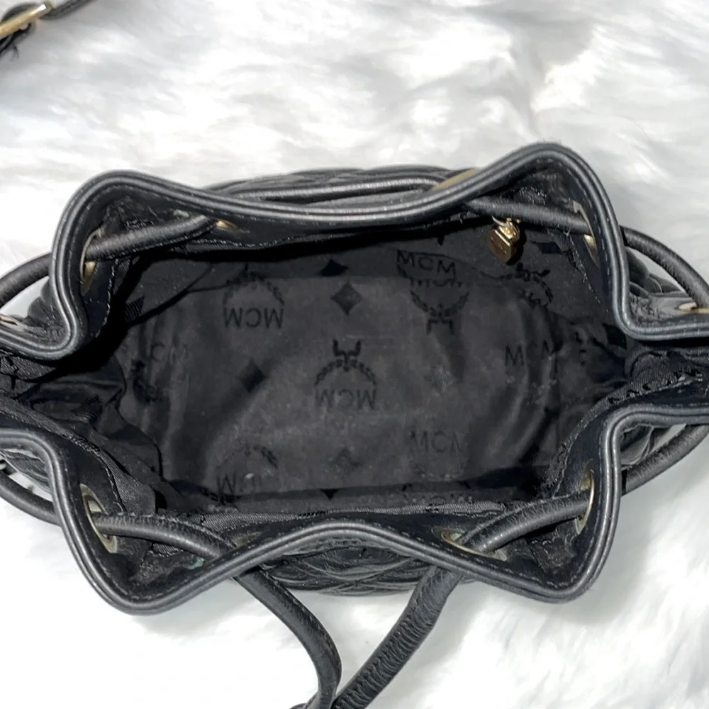 MCM‎ Black Quilted Leather Bucket Bag